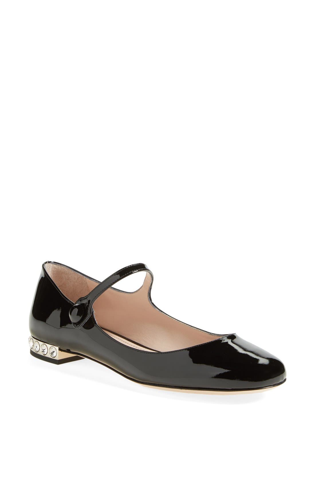 Miu Miu Jeweled Heel Mary Jane Flat Nordstrom