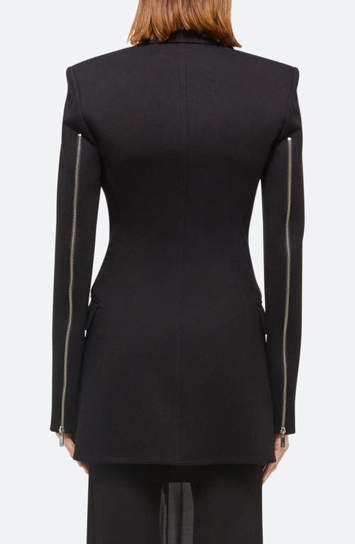 Shop Helmut Lang Roma Zip Sleeve Single Breasted Ponte Knit Blazer In Black