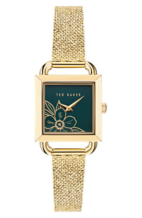 Iconic Floral RSST Mesh Strap Watch in Gold-Tone