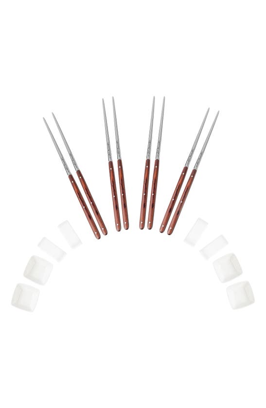 French Home 12-piece Assorted Chopsticks, Rests & Sauce Bowls In Pakkawood