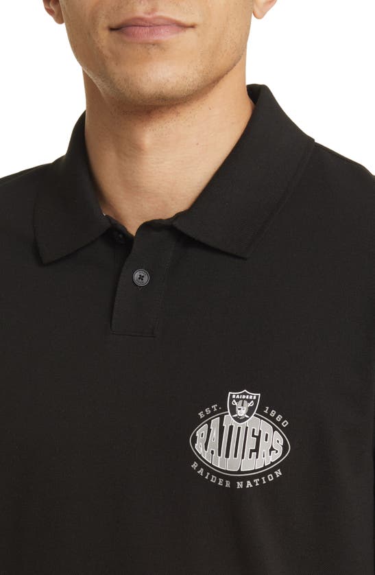Shop Hugo Boss Boss X Nfl Patlong Long Sleeve Piqué Polo In Las Vegas Raiders Black