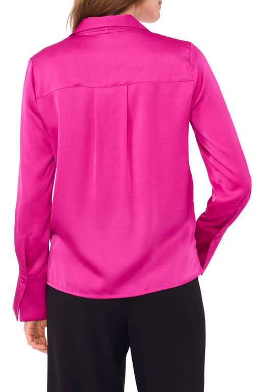 Shop Vince Camuto Tie Neck Satin Button-up Shirt In Berry Pink