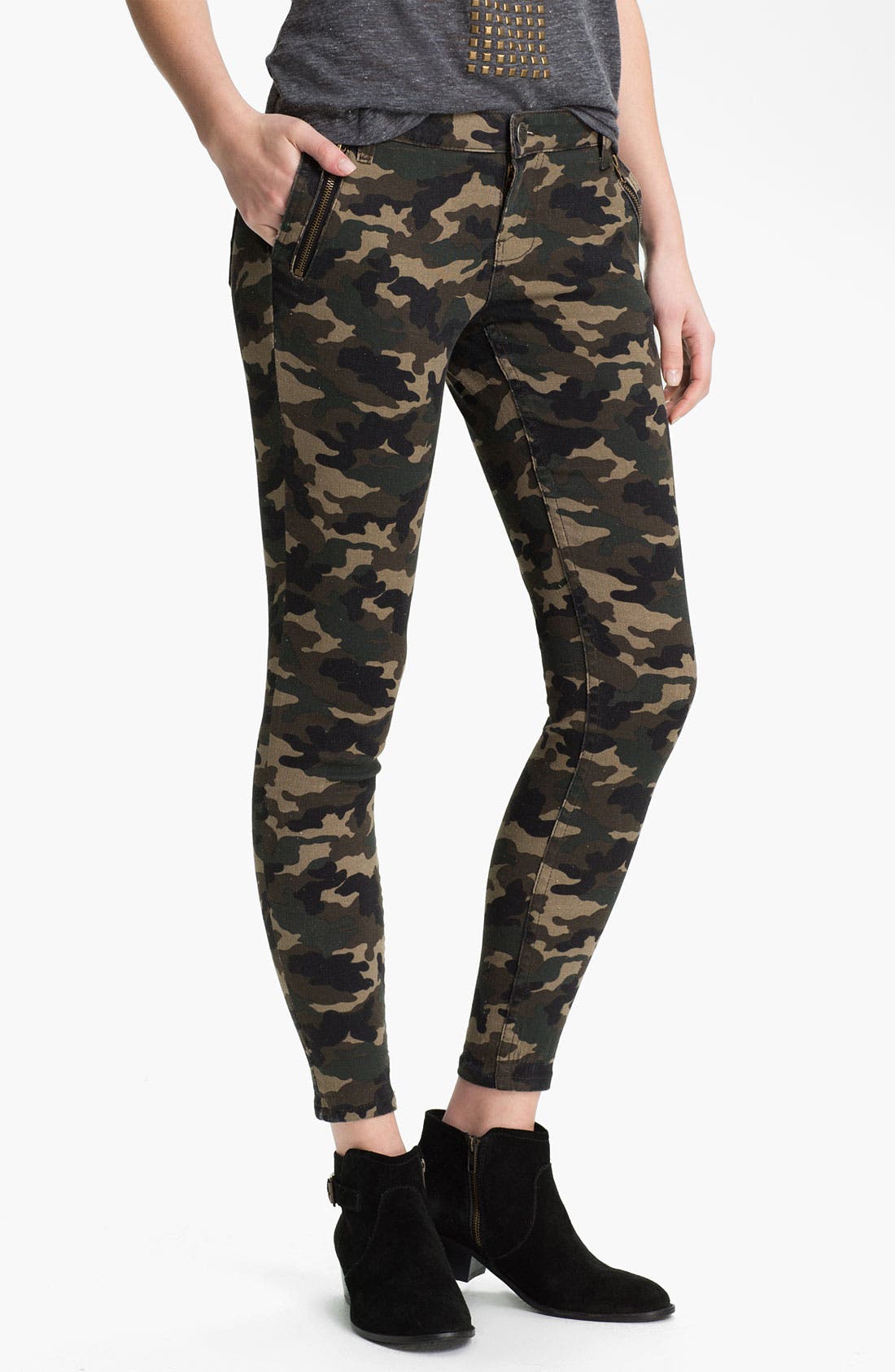 See Thru Soul Camo Print Skinny Pants (Juniors) Nordstrom