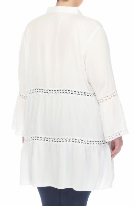 Shop Boho Me Lace Inset Long Sleeve Cover-up Shirtdress In White