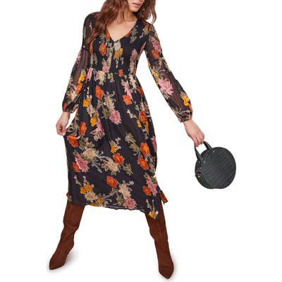 Astr The Label Cheveonne Long Sleeve Maxi Dress, Black