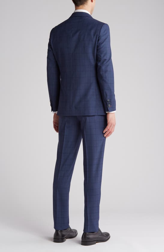 Shop English Laundry Plaid Trim Fit Wool Blend Two-piece Suit In Blue