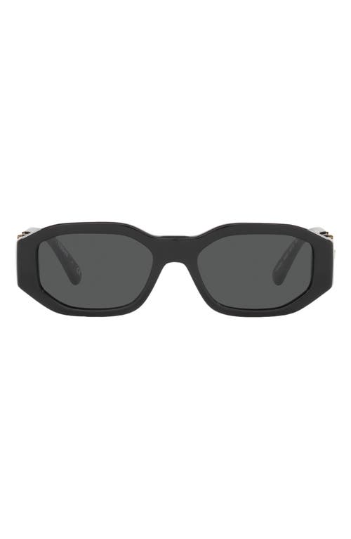Versace Kids' 48mm Small Rectangle Sunglasses in Black /Dark Grey at Nordstrom