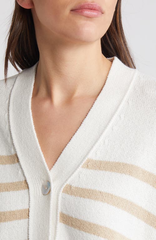 Shop Rails Geneva Stripe Cotton Blend Cardigan In Sand Stripe