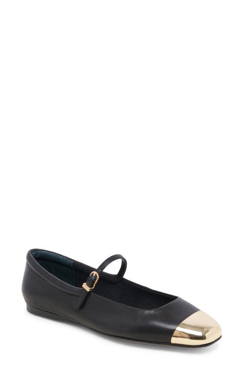 Shop Dolce Vita Reyes Cap Toe Mary Jane Flat In Black Leather