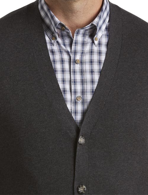 Harbor Bay By Dxl V-neck Cardigan In Carbon Hthr Gry