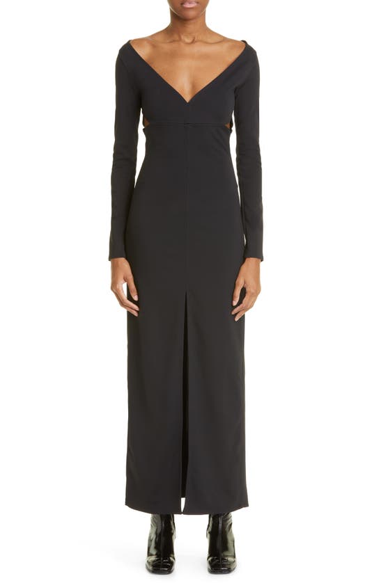 Courrges Swallow Stretch Viscose Long Dress In Black