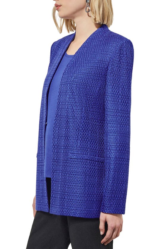 Shop Ming Wang Knit Jacket In Sapphire Sea