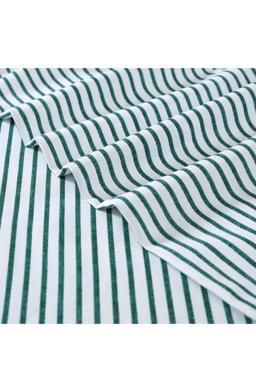 Nautica Harmead Green Striped Queen Flannel Sheet Set In Green