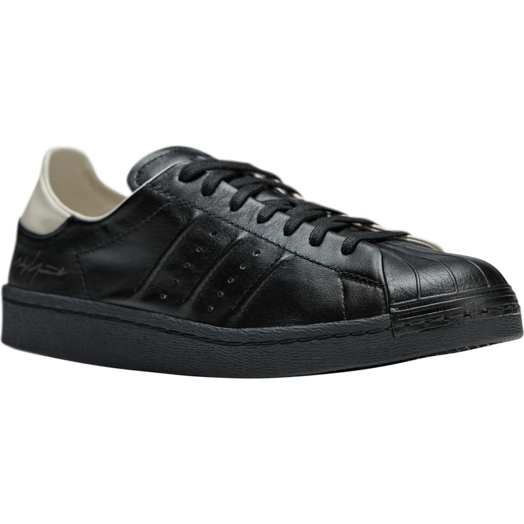 Y-3 Black & Off-white Superstar Sneakers In Black/black/aluminum