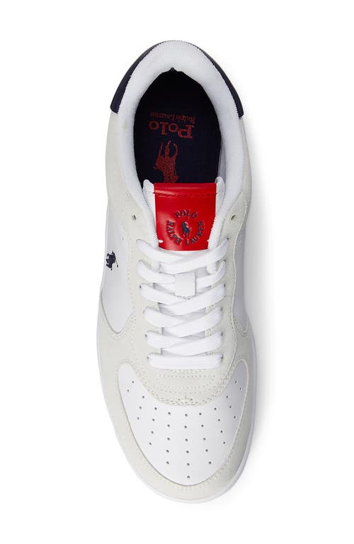 Shop Polo Ralph Lauren Masters Court Sneaker In White/navy/red