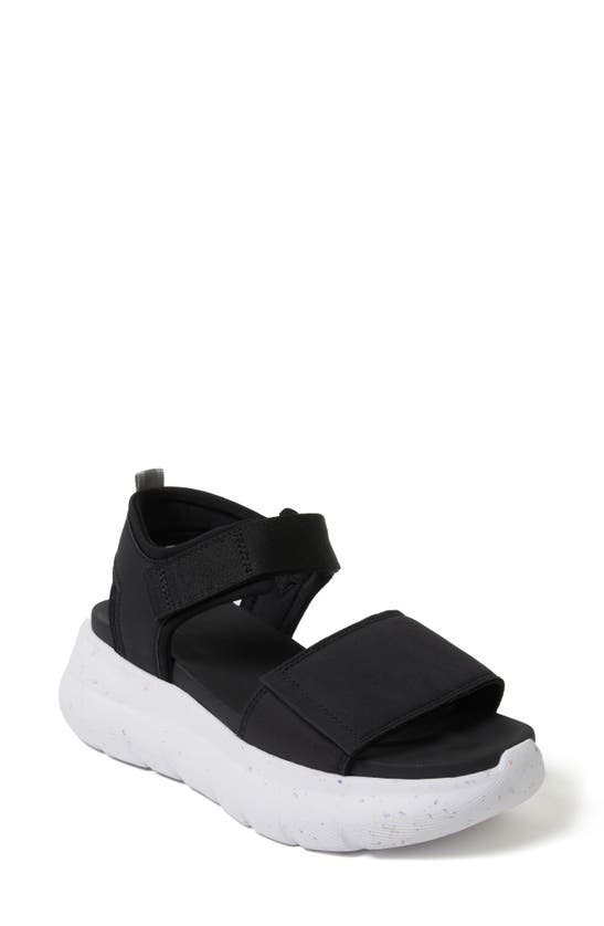 Shop Dearfoams Odell Ankle Strap Platform Sandal In Black