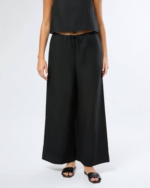 Onia Air Linen Wide Leg Drawstring Pant In Black