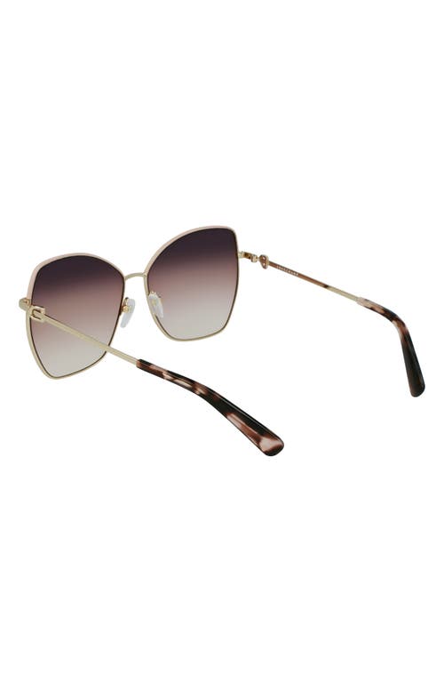 Shop Longchamp Amazone 60mm Gradient Butterfly Sunglasses In Rose Gold/brown Peach