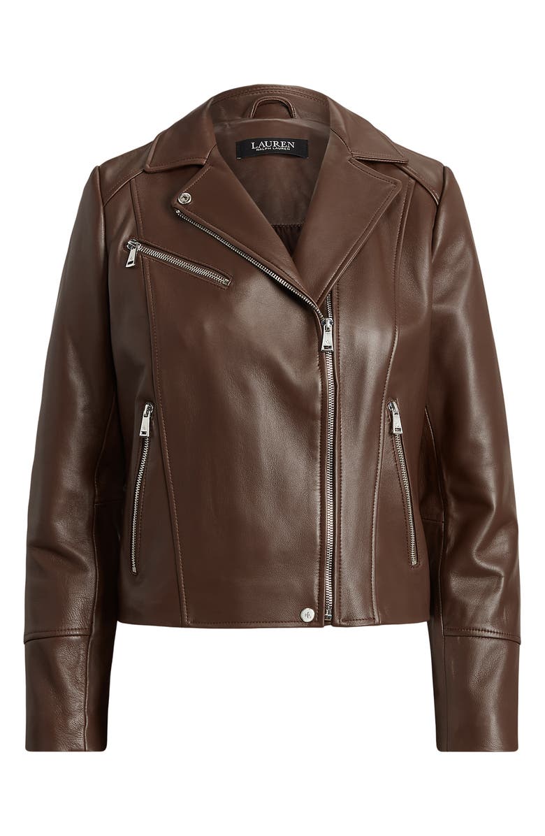 Lauren Ralph Lauren Lambskin Leather Moto Jacket | Nordstrom