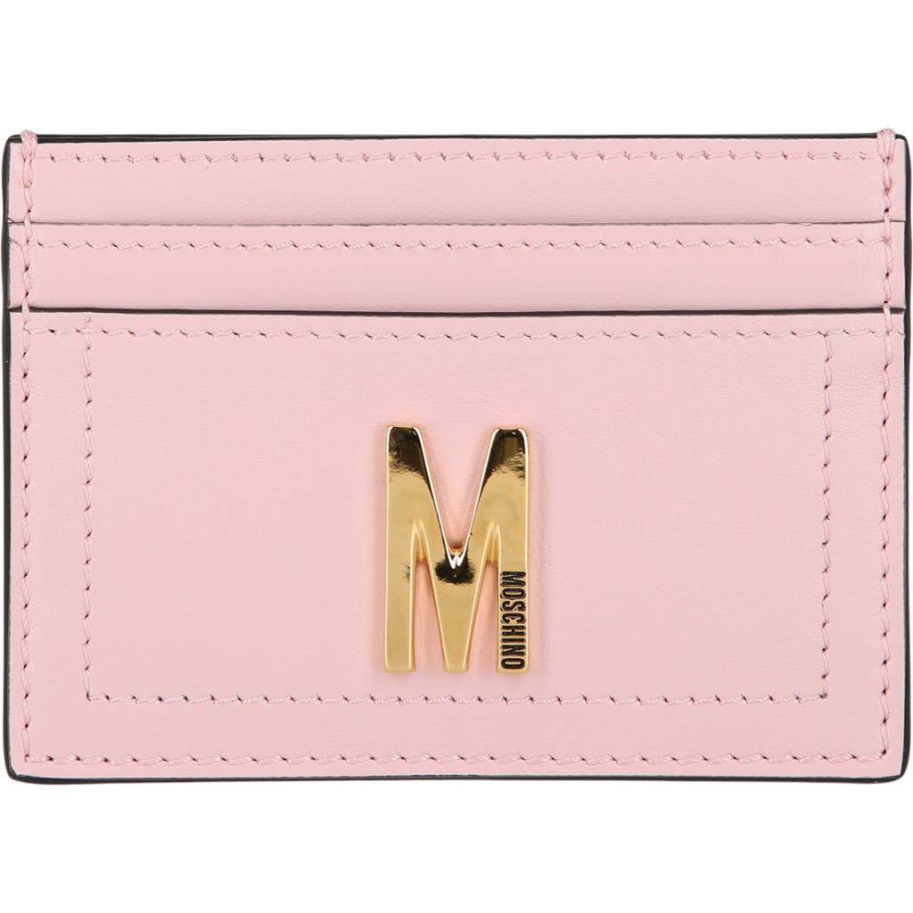Moschino M Logo Card Case In Pink