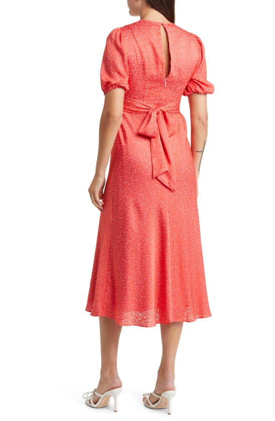 Shop Ted Baker Mayyia Ruffle Tie Back Puff Sleeve A-line Dress In Fuchsia