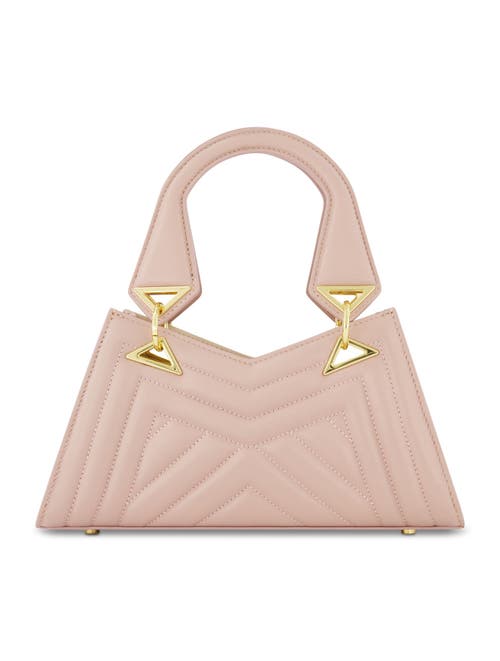 Mac Duggal Angular Quilted Napa Leather Handbag In Rose