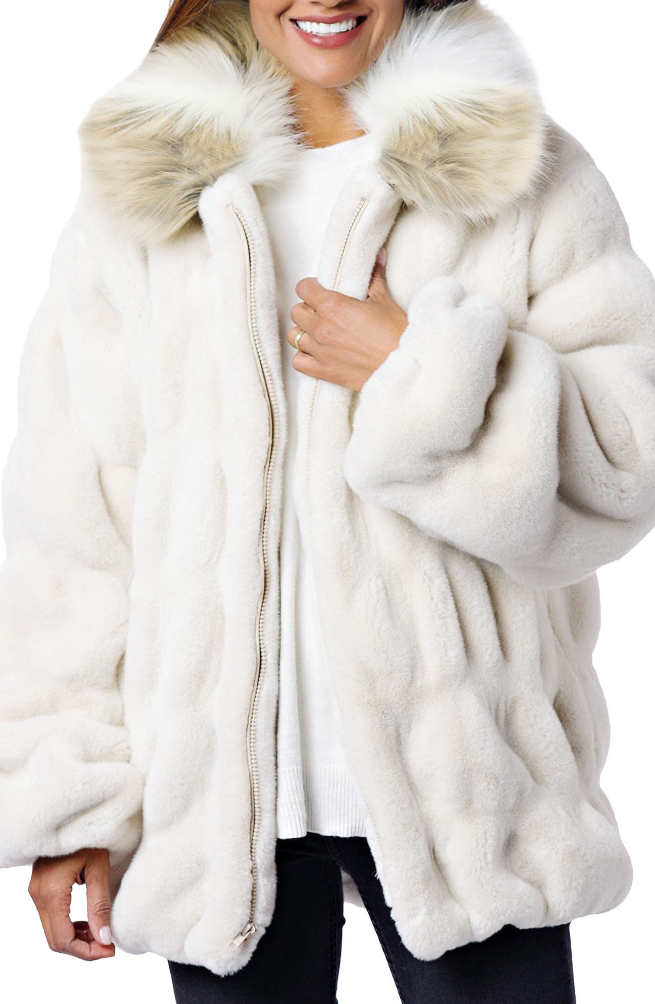 Donna Salyers Fabulous Furs Faux Fur Jacket In Ivory Mink Modesens 