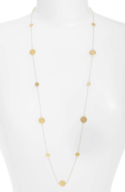 Long Multi Disc Station Necklace in Two Tone