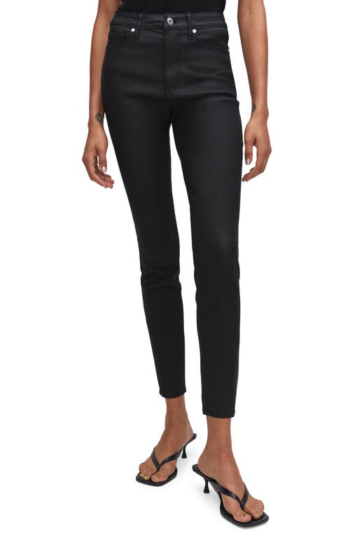 MANGO Waxed High Waist Skinny Jeans in Black at Nordstrom, Size 8