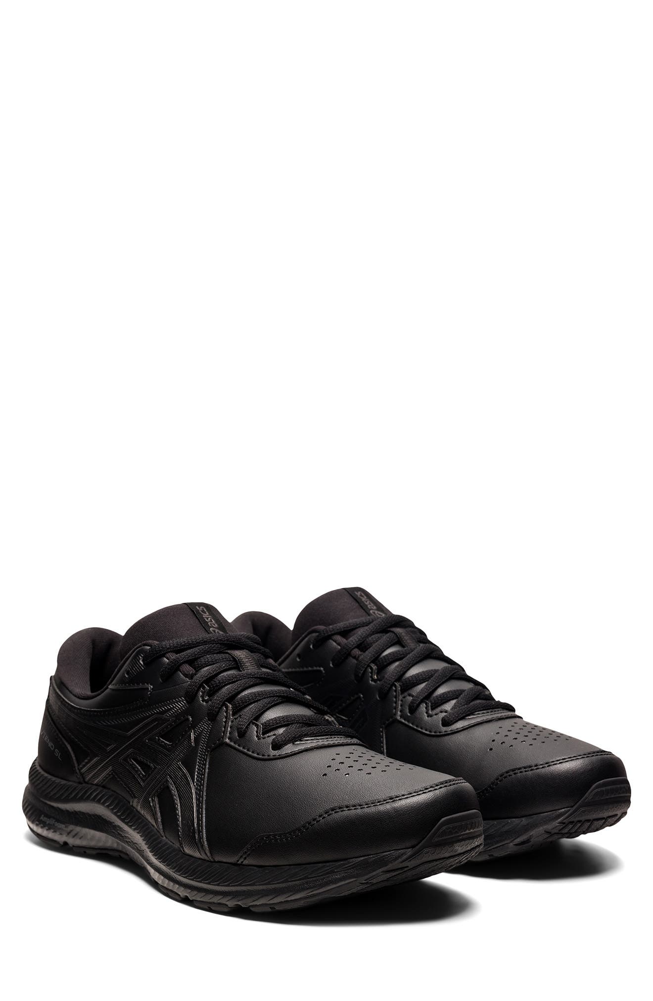 asics black leather mens