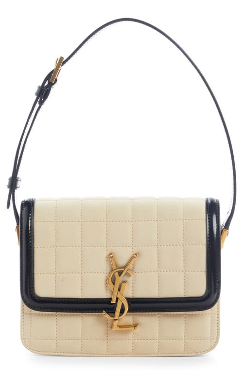 Saint Laurent Medium Solfernio Suede Shoulder Bag in Burro/Nero at Nordstrom