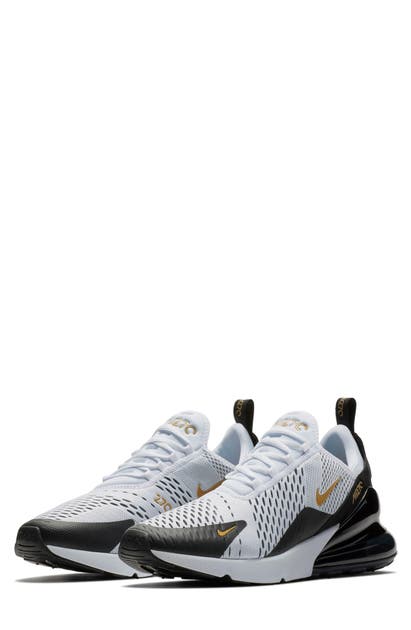 Nike Air Max 270 Sneaker In White Metallic Gold Black Modesens
