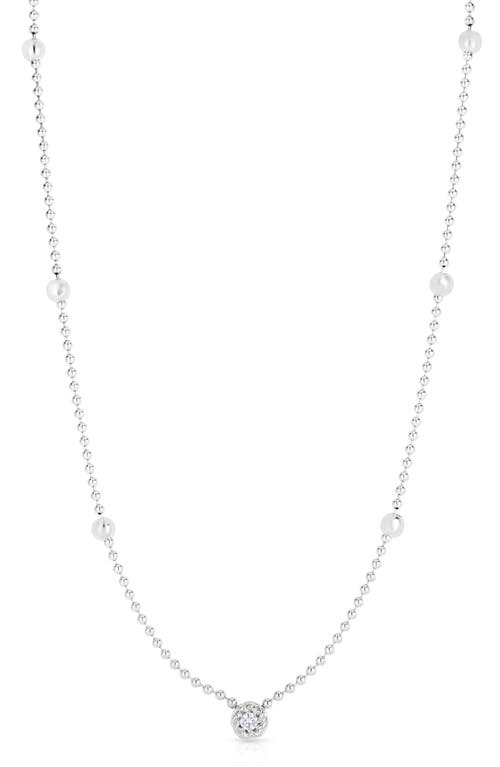 Roberto Coin Diamond Pendant Beaded Necklace in White Gold at Nordstrom, Size 17