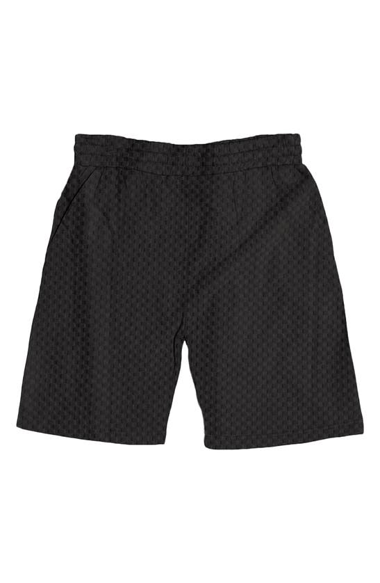 Shop Fleece Factory Terry Embossed Squares Shorts In Black