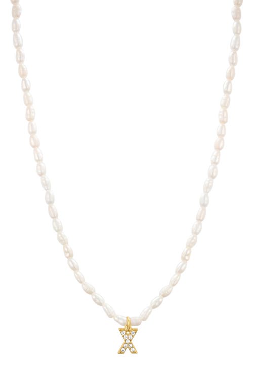 Shop St. Moran Initial Freshwater Pearl Beaded Necklace In White - X