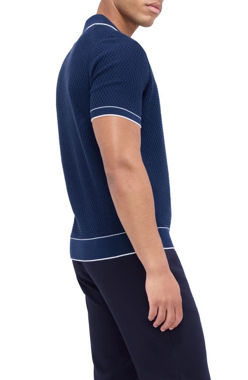 Shop Bugatchi Tipped Johnny Collar Polo In Navy