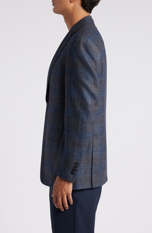 Shop Canali Siena Regular Fit Shadow Check Slub Wool Blend Sport Coat In Blue