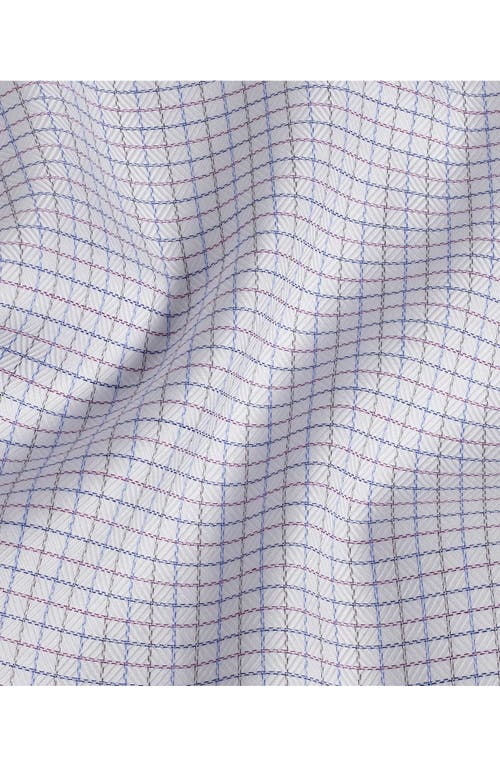 Shop David Donahue Trim Fit Check Cotton Dobby Twill Dress Shirt In White/purple