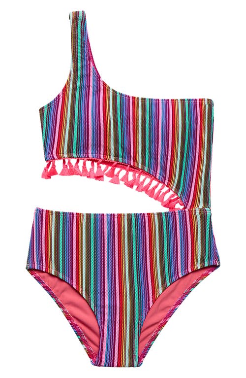 Beach Lingo Roller One-Shoulder One-Piece Swimsuit Purple Multi at Nordstrom,