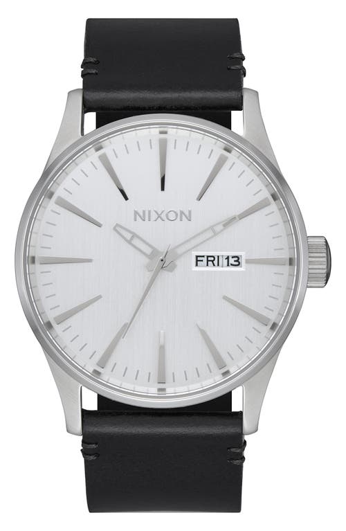 Nixon The Sentry Leather Strap Watch