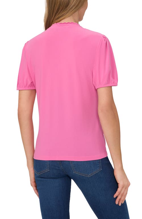 Shop Cece Scallop Puff Sleeve Top In Freeisa Pink