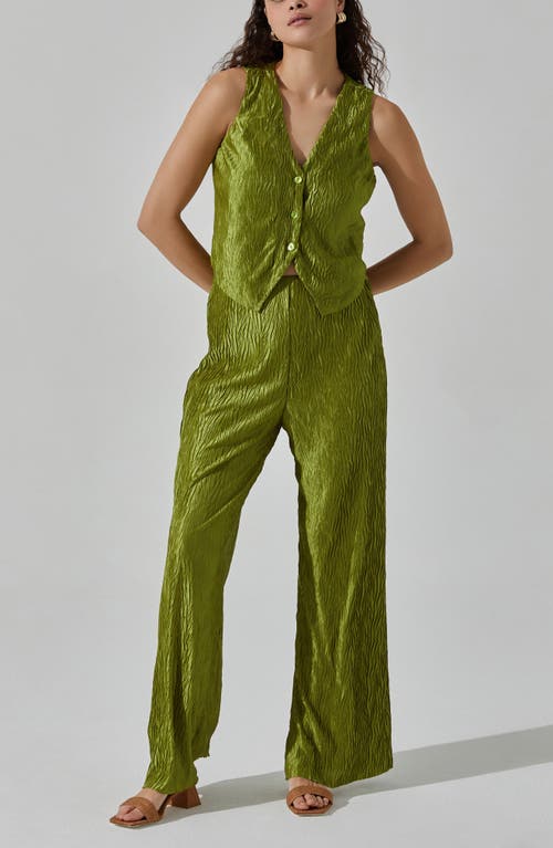 Shop Astr The Label Plissé Vest In Avocado