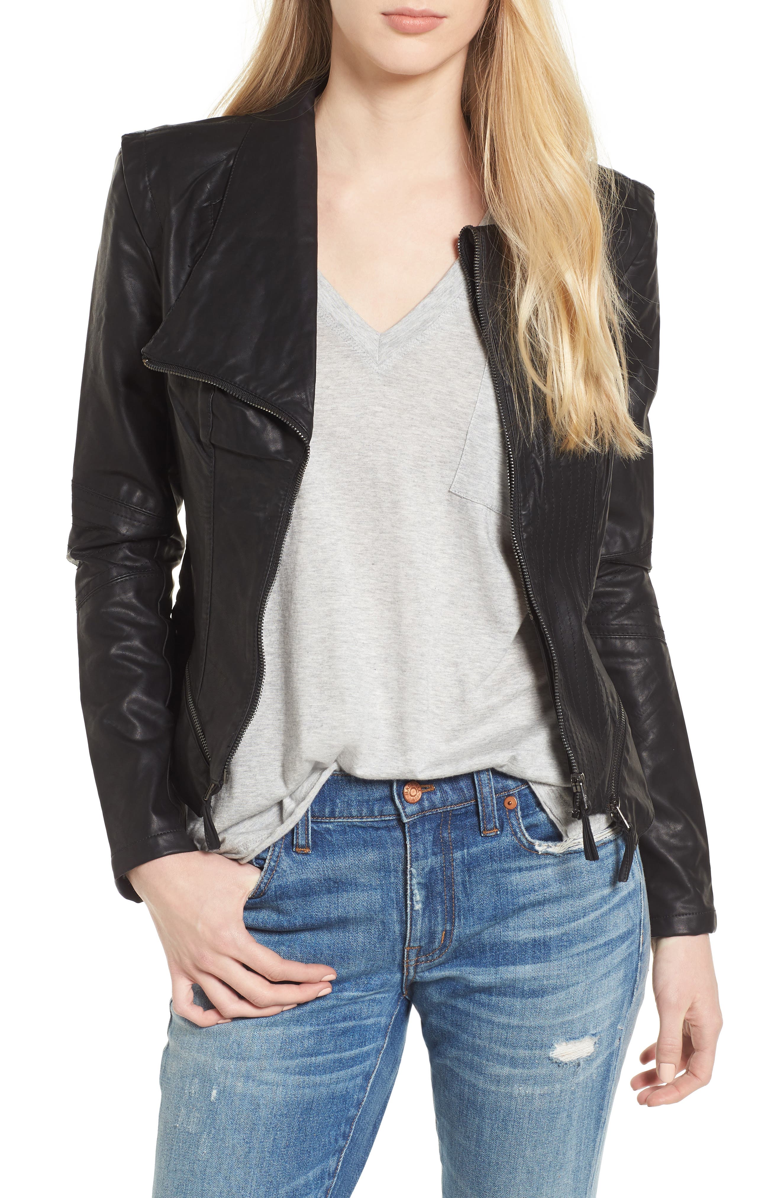 blanknyc denim faux leather jacket