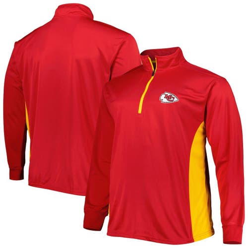 PROFILE Men's Red/Gold Kansas City Chiefs Big & Tall Quarter-Zip Jacket