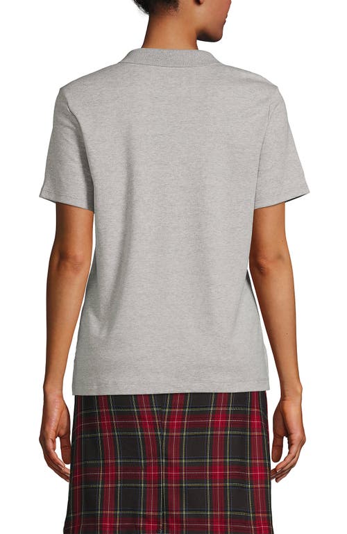 Lands' End School Uniform Short Sleeve Feminine Fit Interlock Polo Shirt In Gray Heather