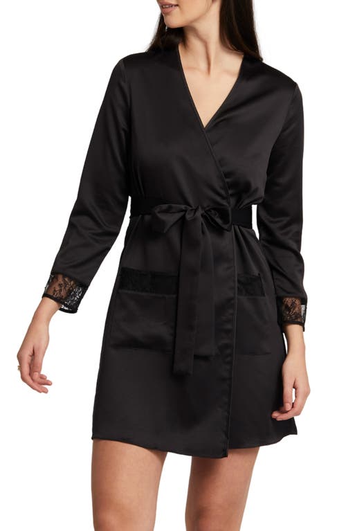 Rya Collection Serena Lace Trim Charmeuse Wrap Black at Nordstrom,