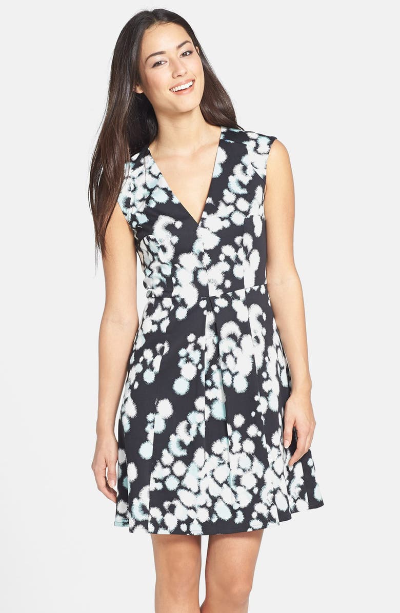 French Connection Printed Sleeveless V-Neck Fit & Flare Dress | Nordstrom