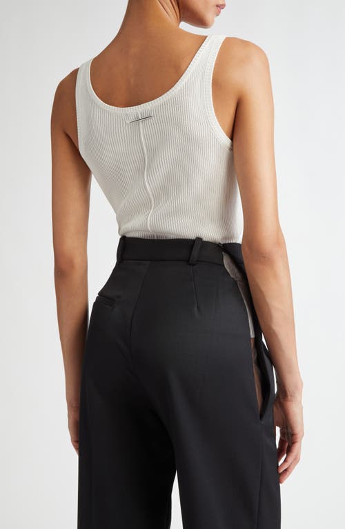 Grace Ling Logo Tag Rib Tank In Ivory
