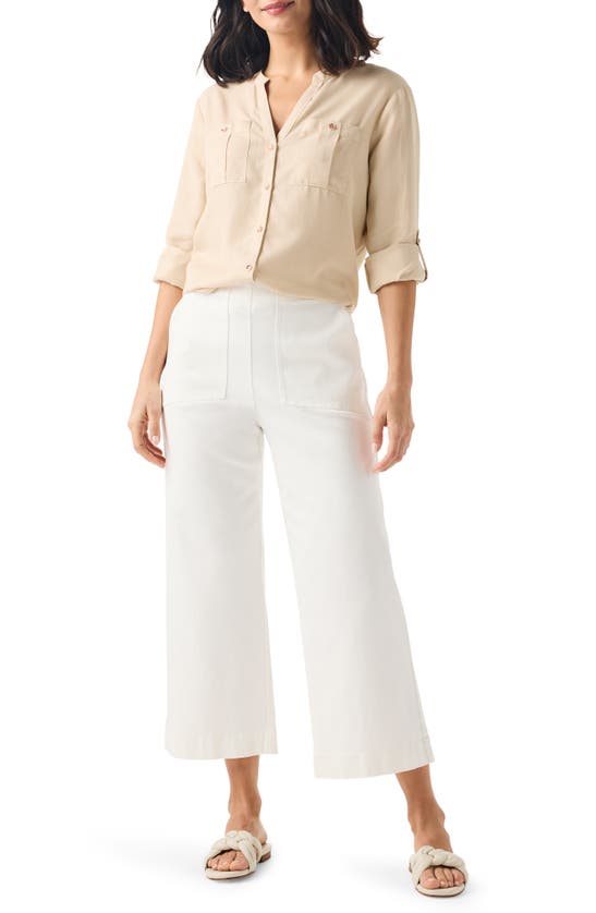 Nic + Zoe Drapey Utility Button-up Shirt In Sandshell