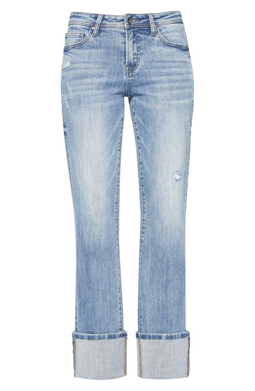 Shop Bayeas Flora Deep Cuff Straight Jeans In Stellar